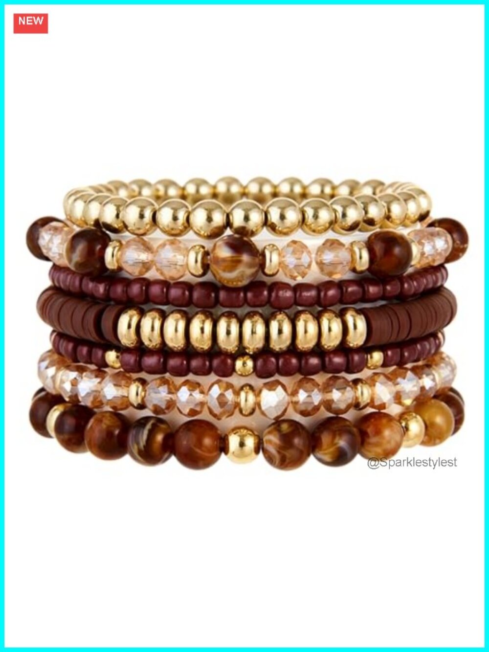 Boho Multilayer Beaded Stretch Bracelets Set for Women Stackable Vintage Gold